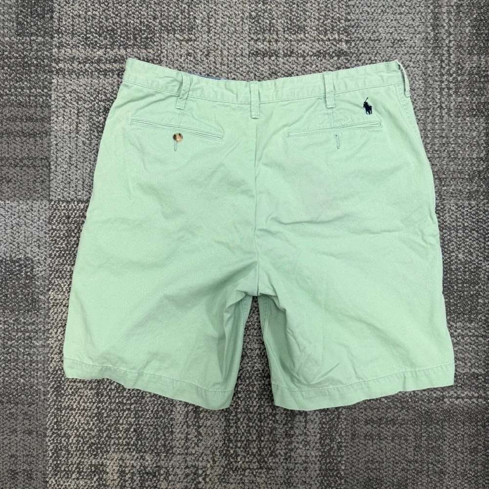 Polo Ralph Lauren Relaxed Fit Shorts Mens 36 Green Solid Cotton Chino Twill